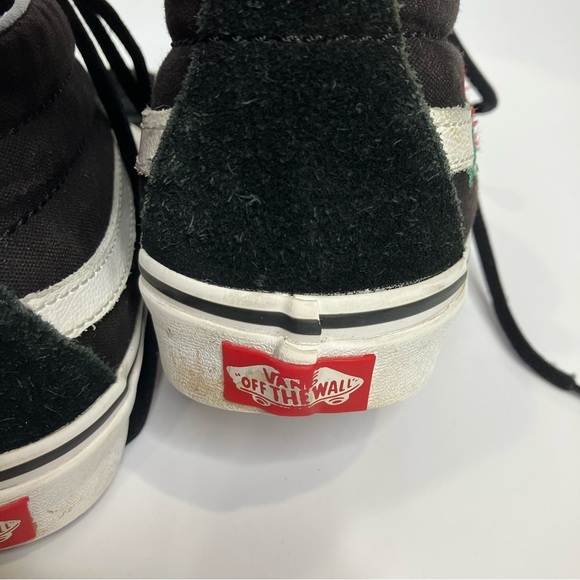 Vans Sk8 mid high top sneakers rose thorns embroidered black red women’s size 8 - Picture 5 of 9